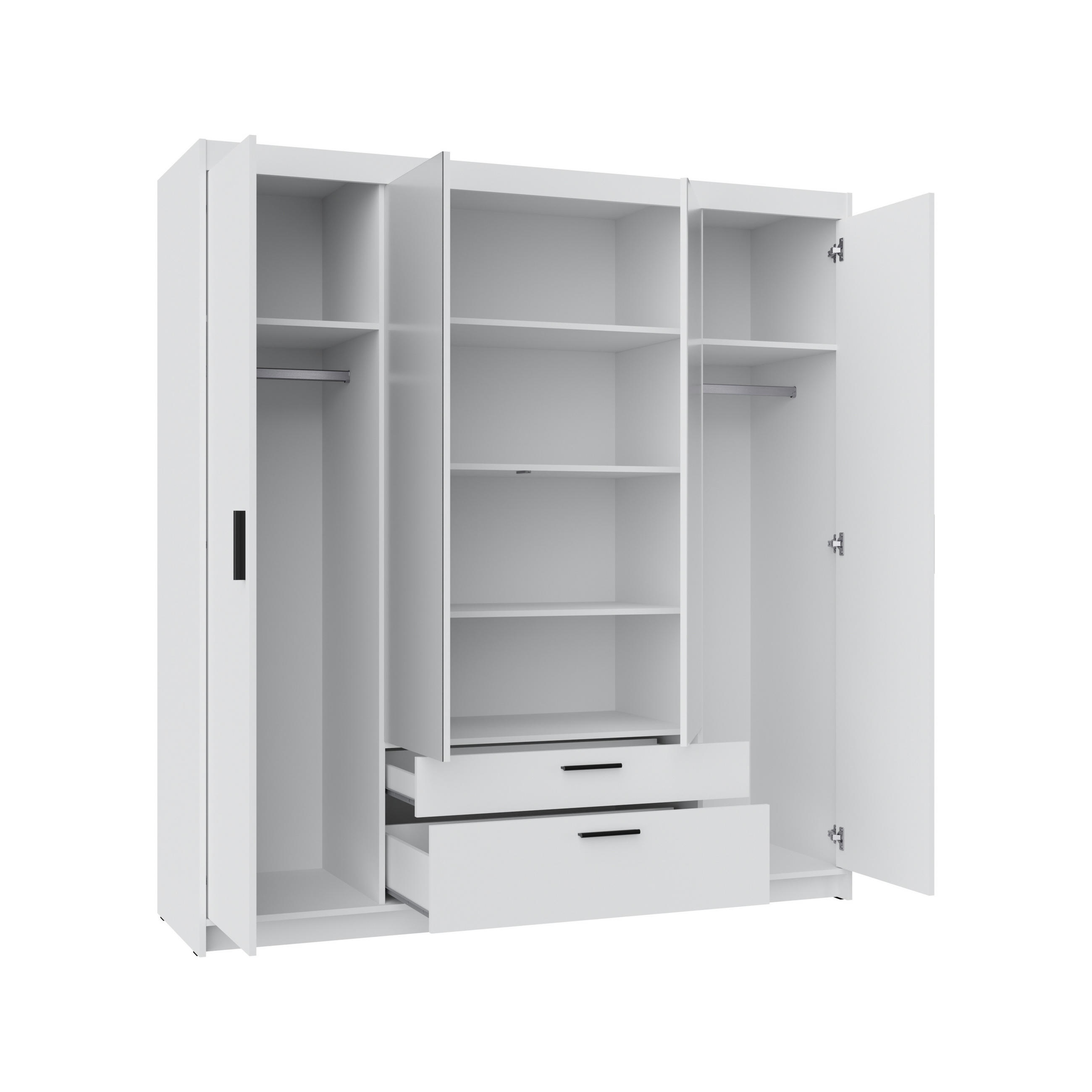 KLEIDERSCHRANK Storicos Eiche Lefkas 176,3/190,5/53 cm - 4T2S Modern mit Schubladen und Spiegel - Braun, Holzwerkstoff/Kunststoff (176.4/190.6/53cm) - AX Living