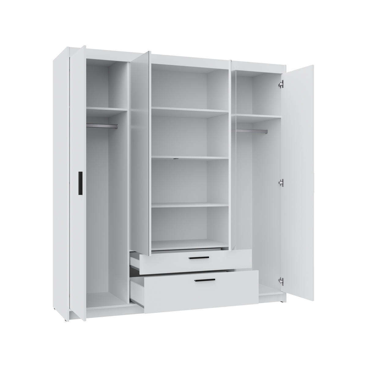 KLEIDERSCHRANK Storicos Eiche Lefkas 176,3/190,5/53 cm - 4T2S Modern mit Schubladen und Spiegel - Braun, Holzwerkstoff/Kunststoff (176.4/190.6/53cm) - AX Living