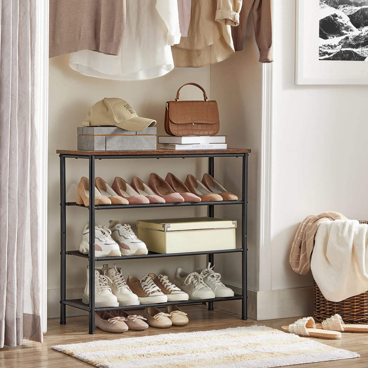 SCHUHREGAL, braun/schwarz - Braun, Holzwerkstoff (75/71/30cm) - A2A Home