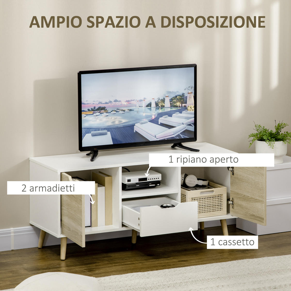 TV-MÖBEL Eukalyptusholzfarben 1 Stück - Eukalyptusholzfarben, Holzwerkstoff (110/50/40cm) - GiPP