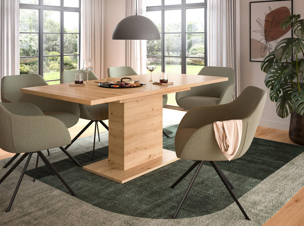 ESSTISCH Eiche Artisan, Küchentisch ausziehbar 150 - 190 cm - Eiche Artisan, Holzwerkstoff/Metall (150/90/76cm) - Inn.Furn