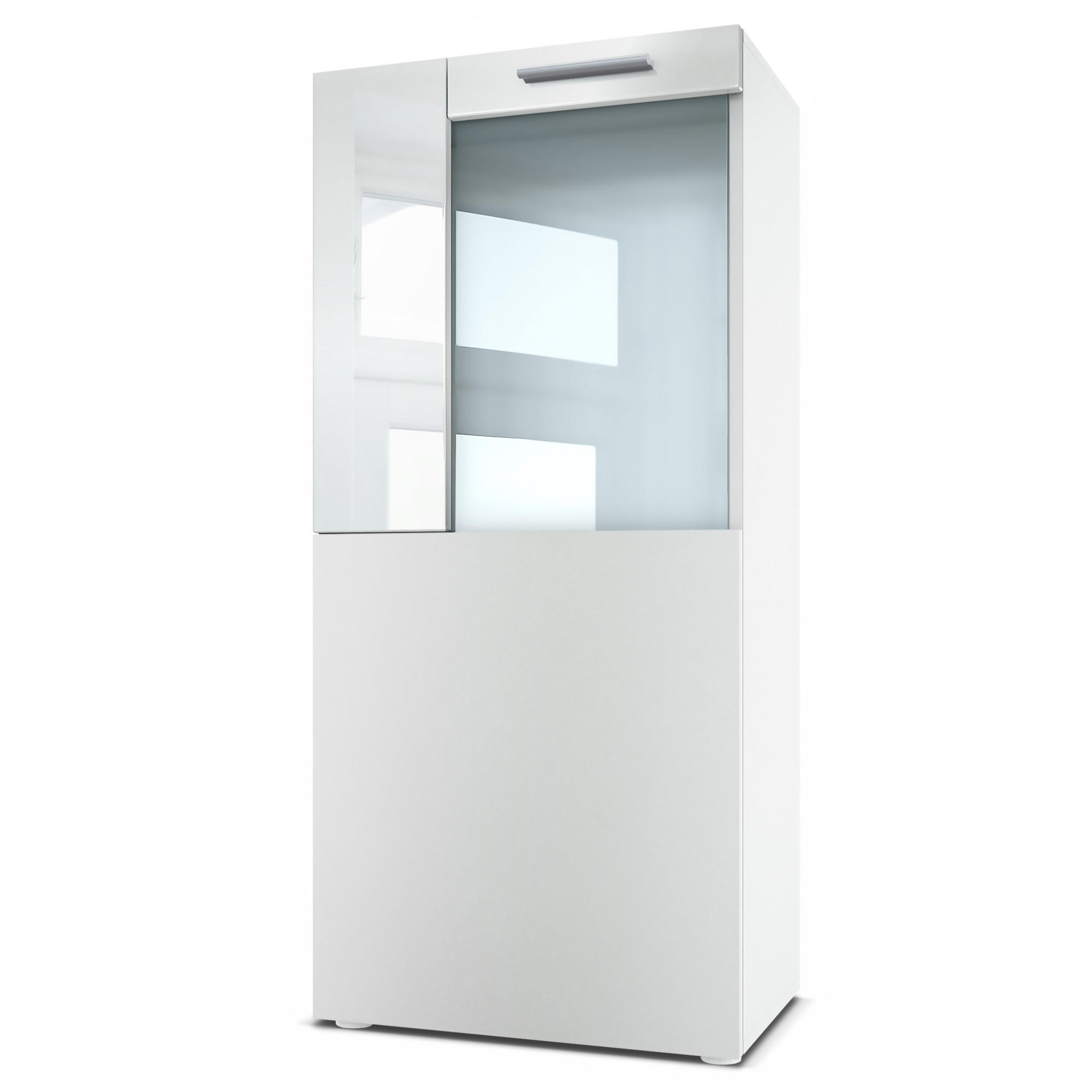 Vladon Vitrine Weiß Hochglanz 50.5x111x32.5 cm