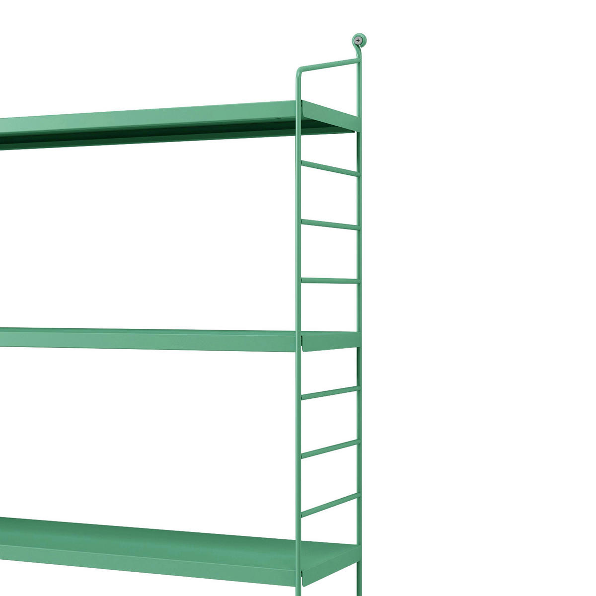 SADA NÁSTĚNNÝCH POLIČEK 3 KS Strängnäs - pastelově zelená, kov (60/50/15cm) - [en.casa]