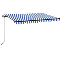 MARKISE Manuell Einziehbar 450x350 cm Blau und Weiß - Blau, Metall (450/1/450cm) - furnicato
