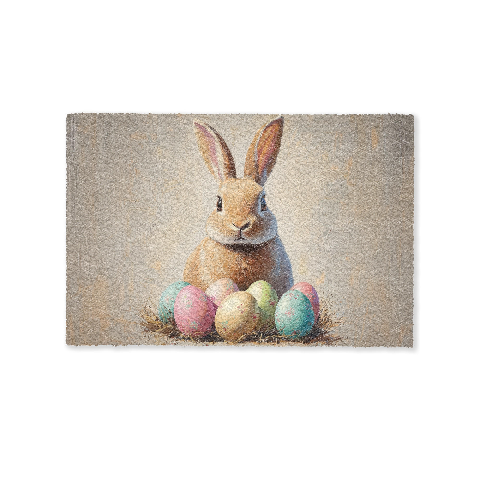 FUSSMATTE Osterhase - Pastell - Eier 60x40 cm - Beige/Multicolor, Kunststoff (40/60cm) - MuchoWow