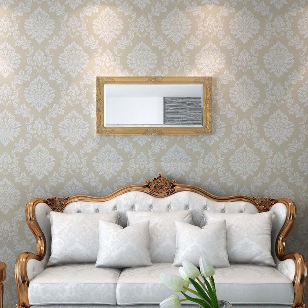 WANDSPIEGEL IM BAROCK-STIL 100X50 CM GOLDEN - Goldfarben, Holz (50/1/100cm) - vidaXL