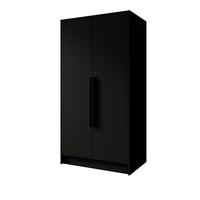 DREHTÜRENSCHRANK Goya I 100 cm 2-türig, schwarz, schwarze Griffe - Schwarz, Kunststoff (51/200/100cm) - Margaret Hadas24