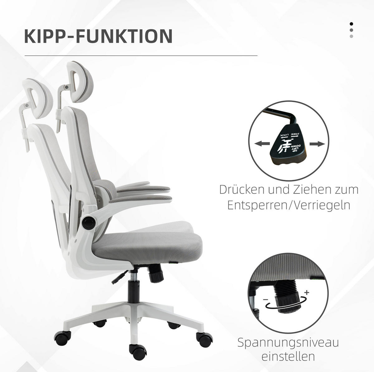GAMINGSTUHL 60/122/59 cm Grau aus Mesh höhenverstellbar - Grau, Textil (59/122/60cm) - OKMYHOME
