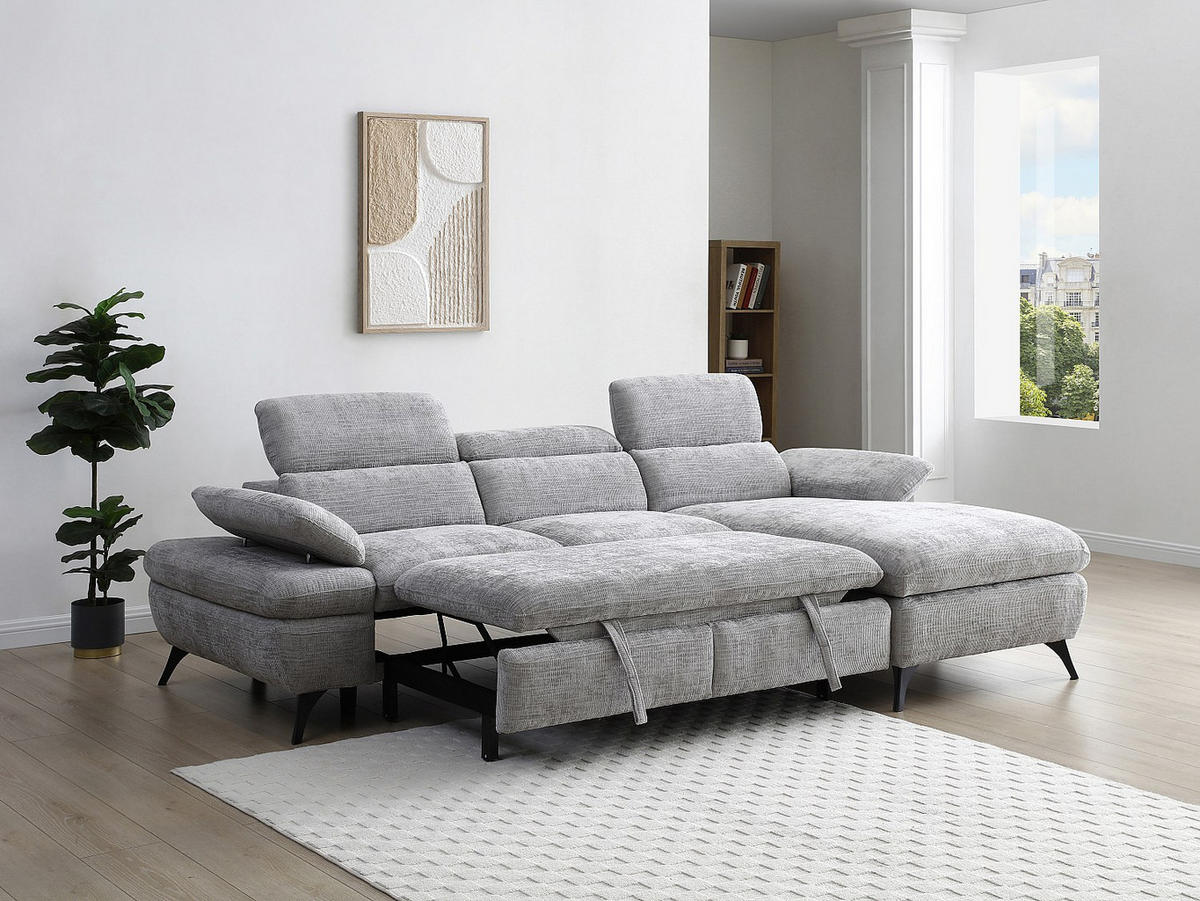 SCHLAFSOFA - 5 Personen - Stoff - Grau - - Grau, Textil (284/80/176cm) - Vente-Unique