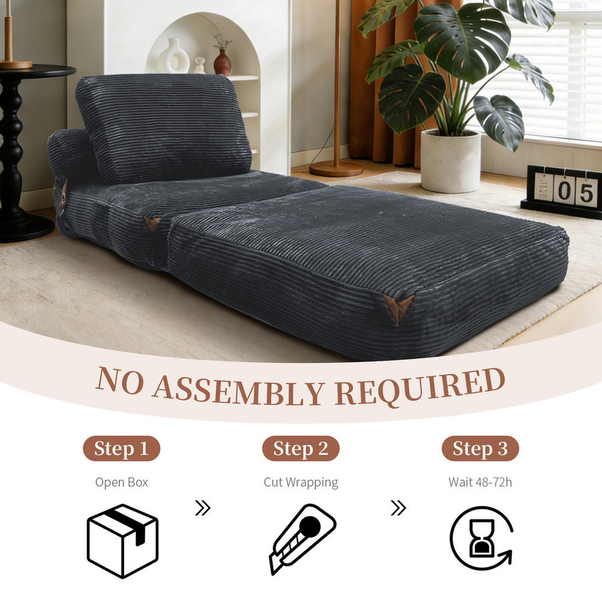 SITZSACK 87x86x40cm Leicht zu verstauen - Grau, Textil (86/33/87cm) - Raelunyi
