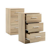 NACHTTISCH-SET (2 Stück) aus Spanplatte mit 3 Schubladen, 37,6/35,2/65,5 cm, Natur - Naturfarben, Holzwerkstoff (37.6/65.5/35.2cm) - Redom