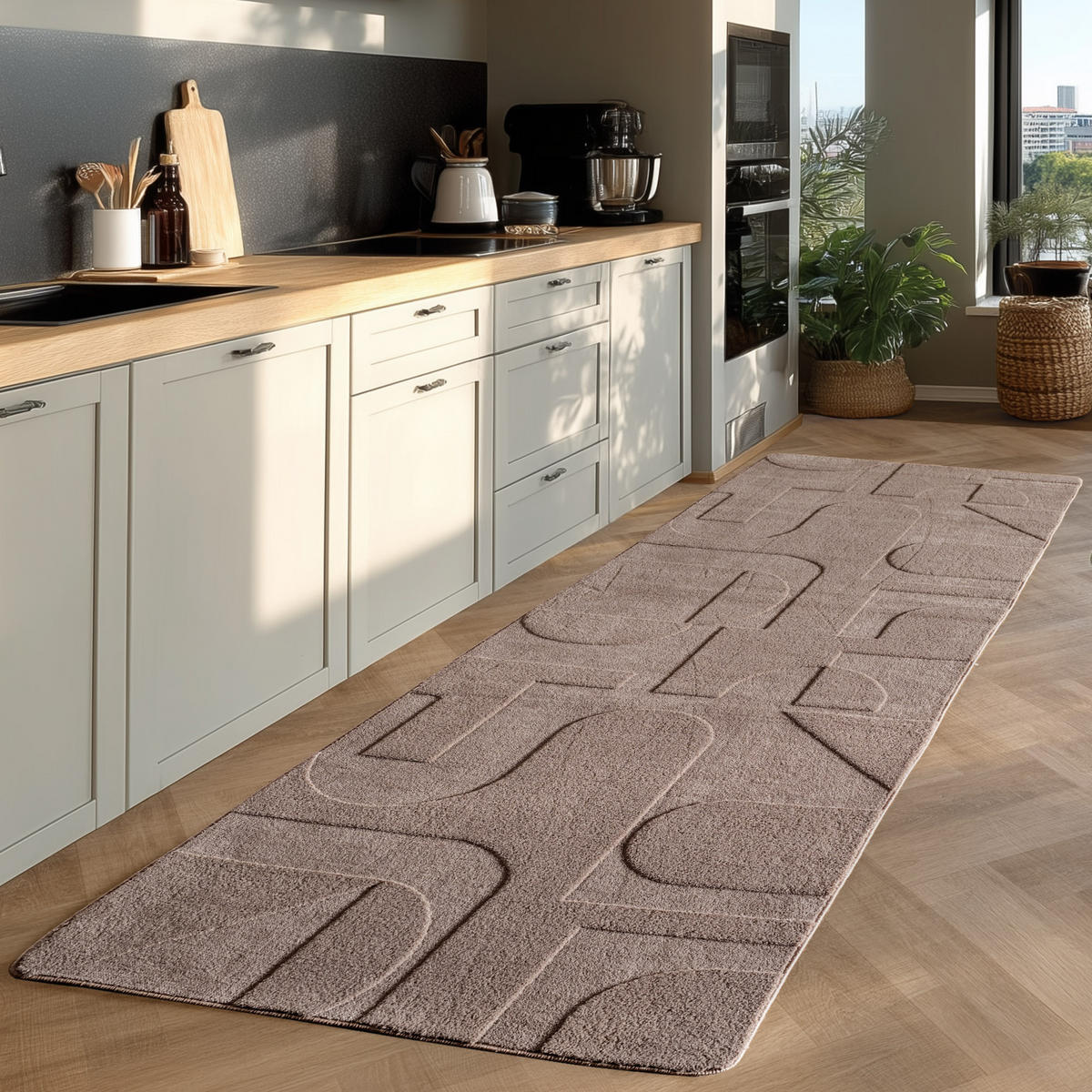 TEPPICH Wohnzimmer Skandinavisch Pflegeleicht Waschbar OEKO-TEX Beige 80x150 cm Gekettelt – LAVAREDO - Beige, Textil (80/150cm) - KADIMA DESIGN
