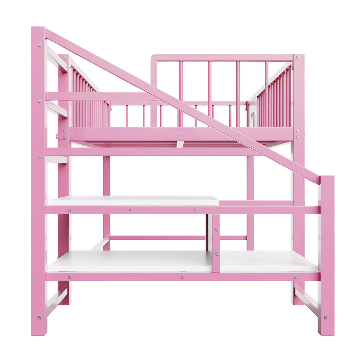 KINDERBETT 90/200 cm DE-01522, in Rosa, mit Aufbewahrungsleiter - Pink, Metall (90/200cm) - ComfortXL