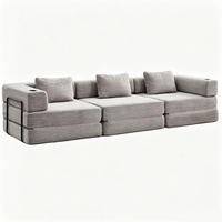 SCHLAFSOFA 3-Sitzer Cord mit Bettfunktion, faltbares Sofa - Grau, Textil (300/63/100cm) - Kaket