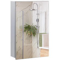 SPIEGELSCHRANK mit 3 Ebenen, für Badezimmer, Schlafzimmer, Edelstahl, Silber - Silberfarben, Glas (12/60/39cm) - Kleankin