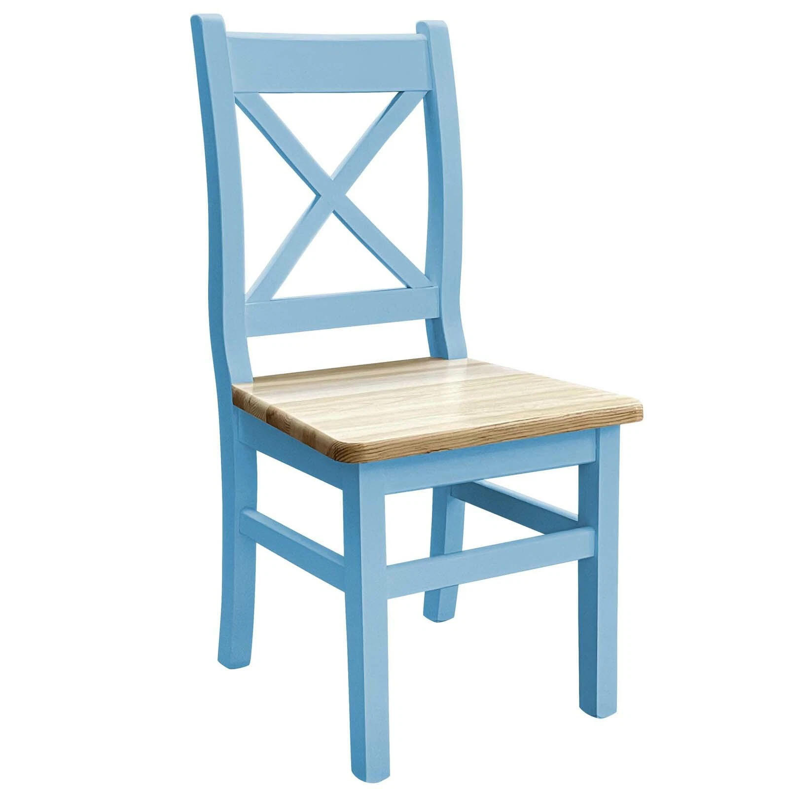 KREUZSTUHL Holz Blau, Kiefer lackiert - Blau, Holz (46/97/47cm)