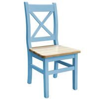 KREUZSTUHL Holz Blau, Kiefer lackiert - Blau, Holz (46/97/47cm)