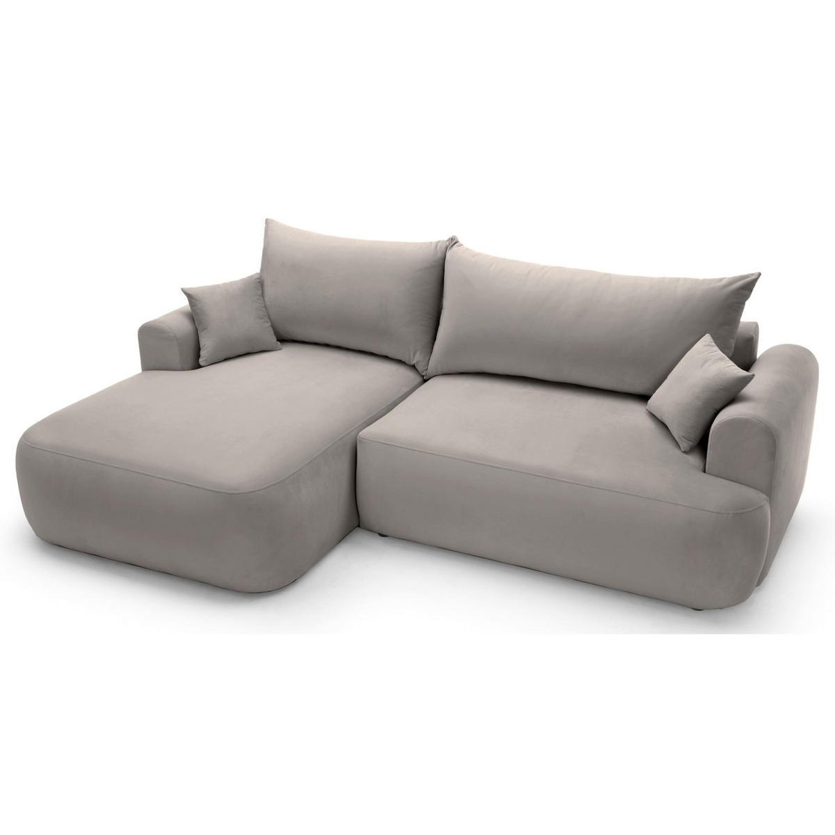 ECKSOFA Ovo Hellgrau mit wasserabweisendem Samtbezug - Hellgrau/Schwarz, Kunststoff/Textil (260/165cm) - Selsey