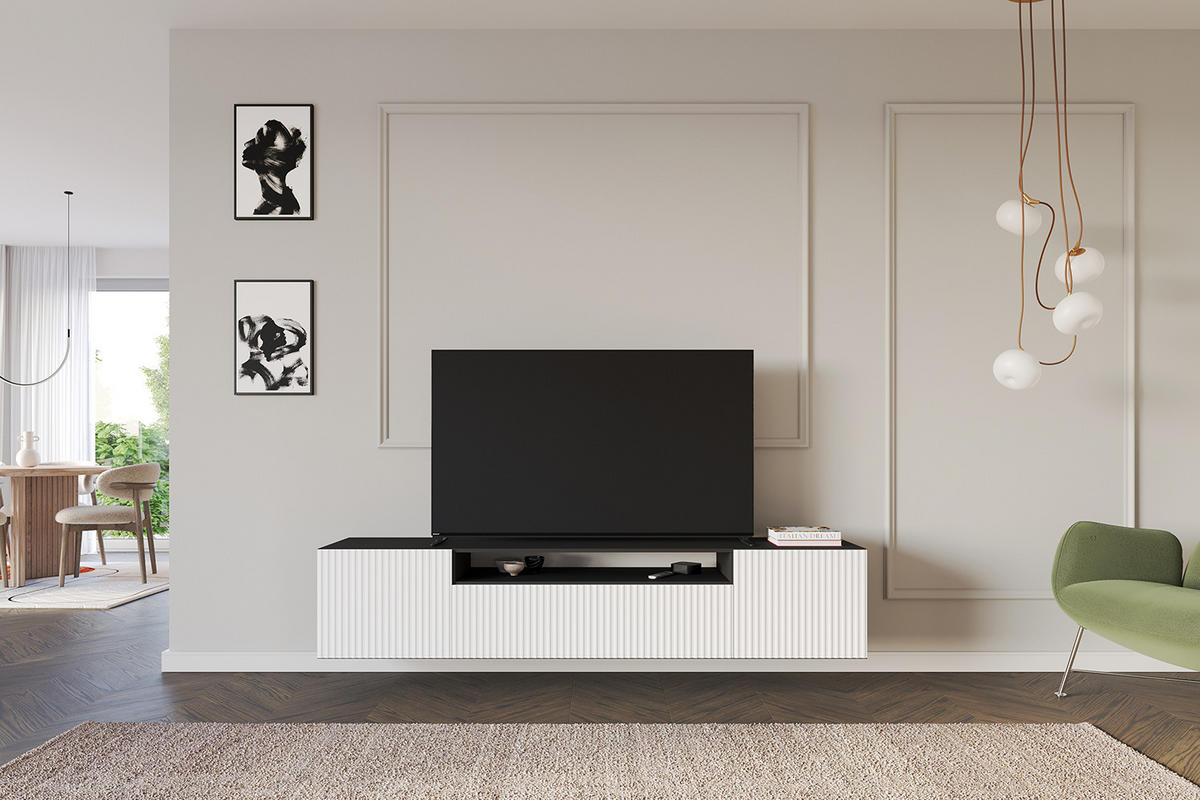 LOWBOARD NOA-2-W 200x40x41 cm - Schwarz / Weiß - Schwarz, Holzwerkstoff (200/40/41cm) - ALTDECOR