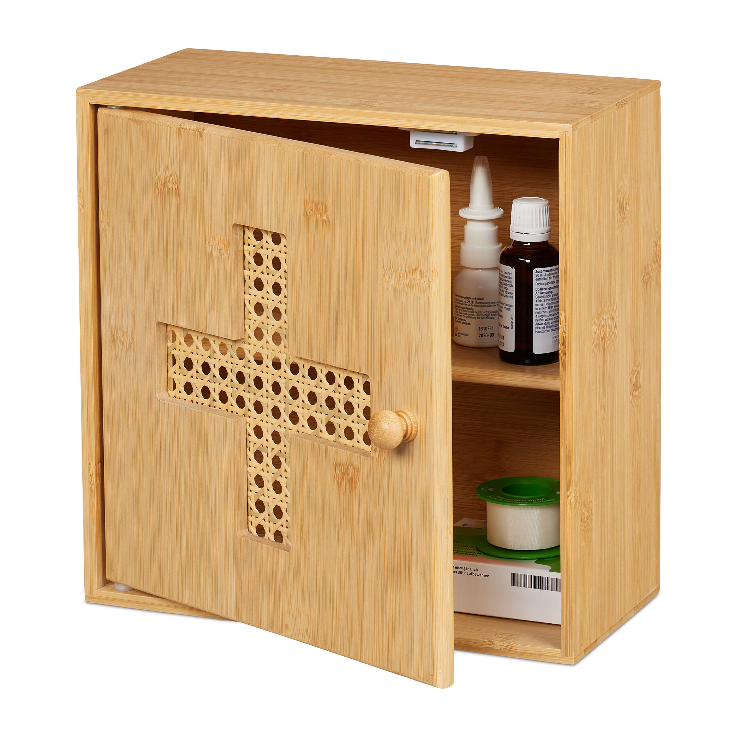 MEDIZINSCHRANK - Hellbraun, Holz/Holzwerkstoff (28/28/16cm) - Relaxdays