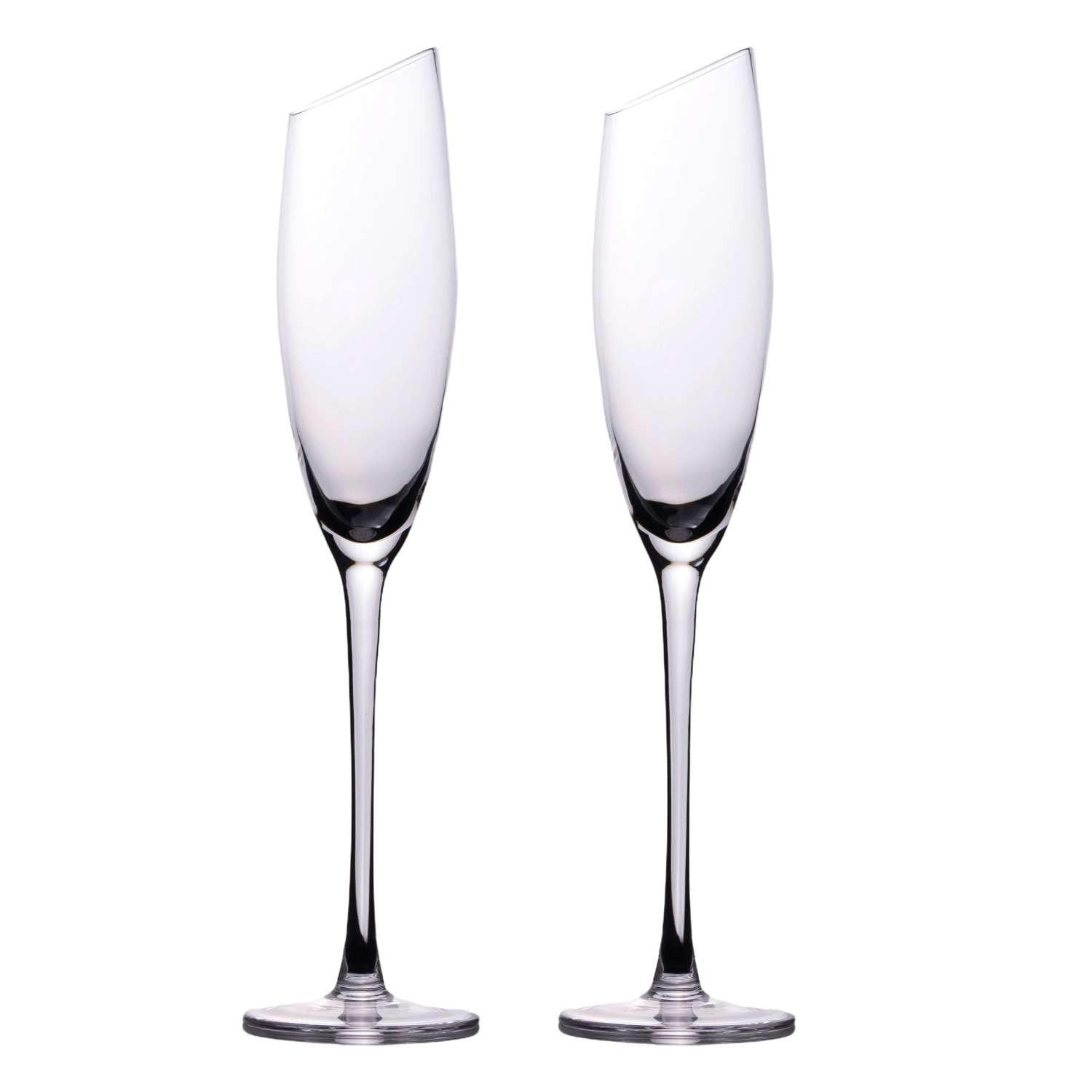 CHAMPAGNER/SEKT Glas mit moderner Kante 150 ml (2er-Set) - Transparent, Glas (0.15L) - Intirilife