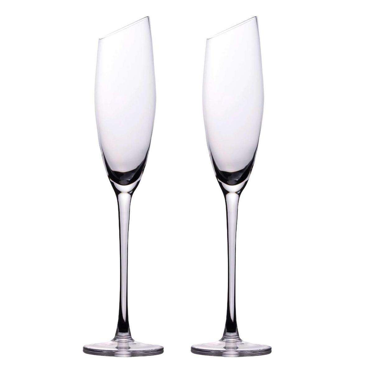 CHAMPAGNER/SEKT Glas mit moderner Kante 150 ml (2er-Set) - Transparent, Glas (0.15L) - Intirilife
