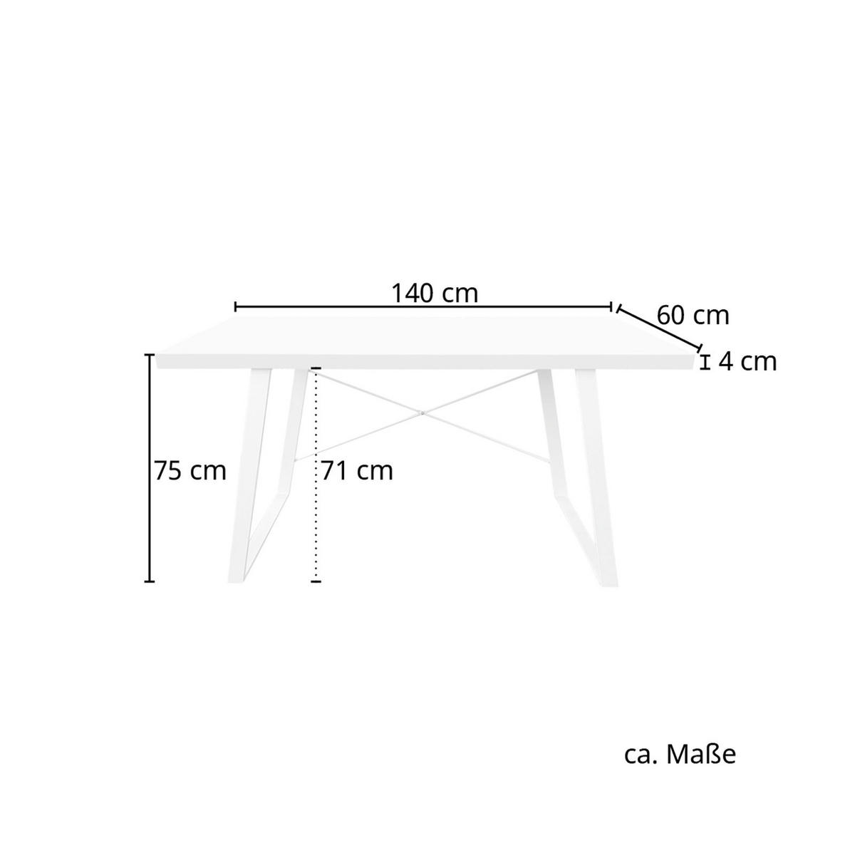 SCHREIBTISCH INDUSTRIAL Weiß - Weiß, Metall (140/60/75cm) - SVITA