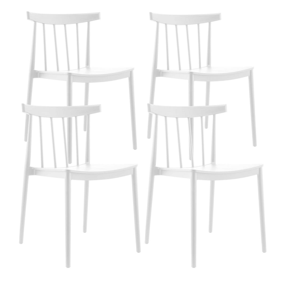 GARTENSTUHL 4-tlg., Weiß - Weiß, Kunststoff (51/76/50cm) - Oviala