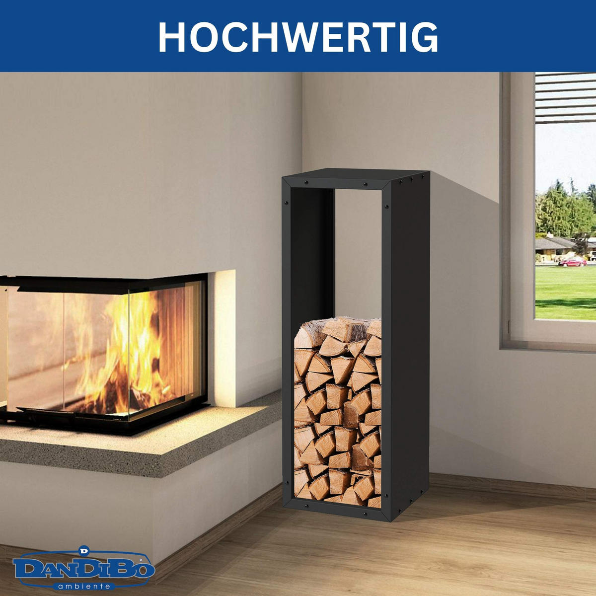KAMINHOLZREGAL Innen Metall Schwarz Stehend Modern - Schwarz, Metall (38/113/35cm) - DanDiBo
