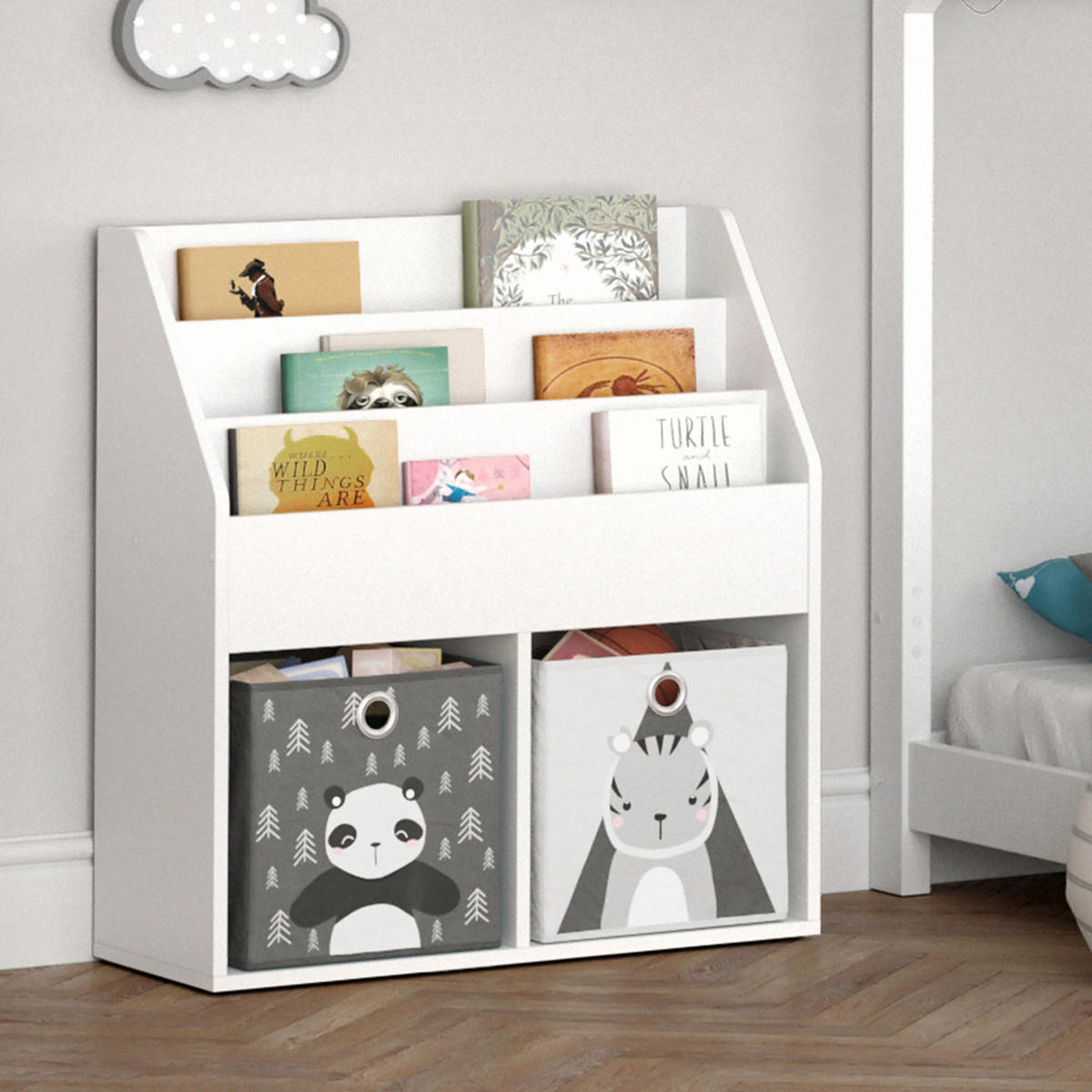 KINDERREGAL Luigi Weiß 72 x 79 cm mit 2 Faltboxen opt.5 - Weiß, Holzwerkstoff (72/79/30.7cm) - Vicco