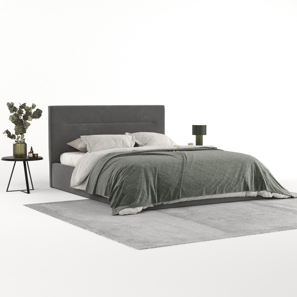POLSTERBETT Liline 160/200 cm Anthrazit im Asti Stoff - Anthrazit/Schwarz, Holz/Holzwerkstoff (160/200cm) - AltaBeds