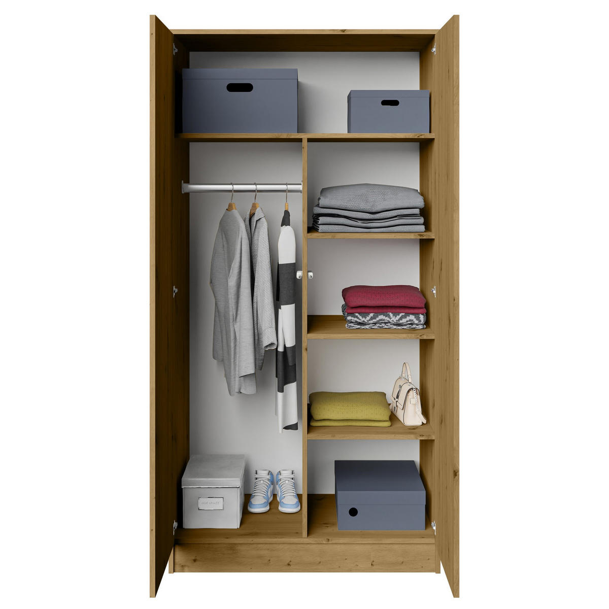 DREHTÜRENSCHRANK Look mit 2 Türen, 90 cm, eiche Artisan - Eiche Artisan, Holzwerkstoff (90/180/50cm) - Beautysofa