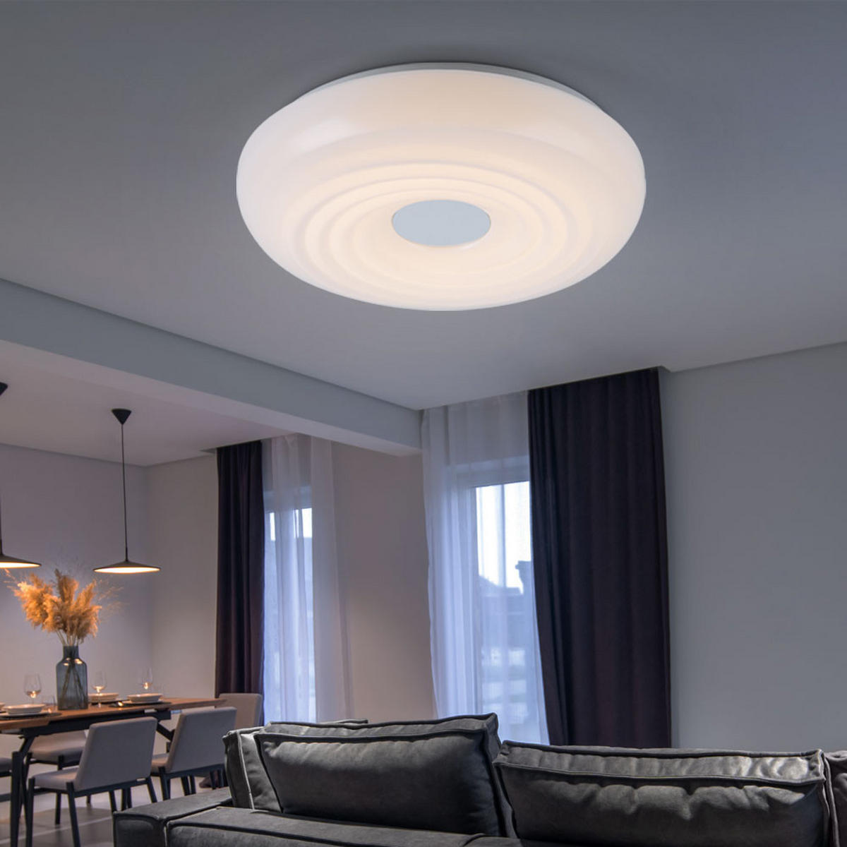 LED DECKENLEUCHTE Metall Weiß Rund - Weiß, Metall (35/35/8.5cm) - Globo Lighting