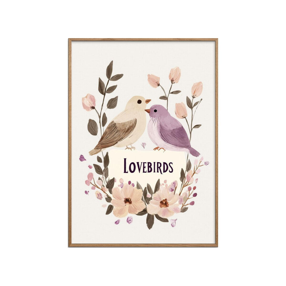 POSTER mit Rahmen Treechild - Lovebirds - Eichefarben/Multicolor, Holz/Papier (70/100cm) - Poster&Frame