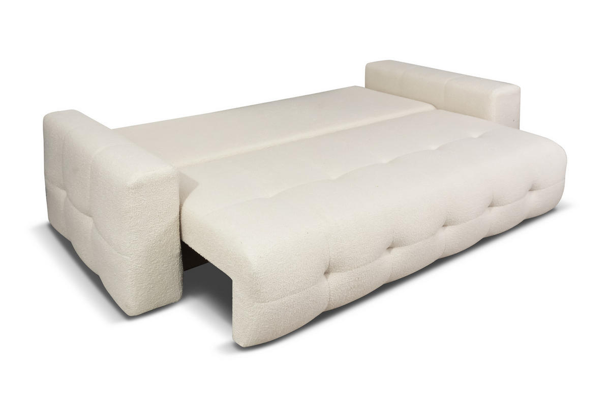 SCHLAFSOFA Avi Bouclé Creme - Bettkasten - 248x92x93 cm - Ecru, Holz/Holzwerkstoff (248/92/93cm) - Ravio