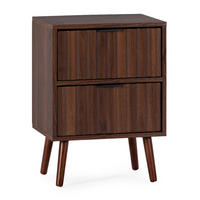 MĂSUȚA DE NOAPTE Lluvia cu 2 sertare, aspect de nuc comun - culoare nucă, compozit lemnos (40/55/30cm) - VS Venta-stock