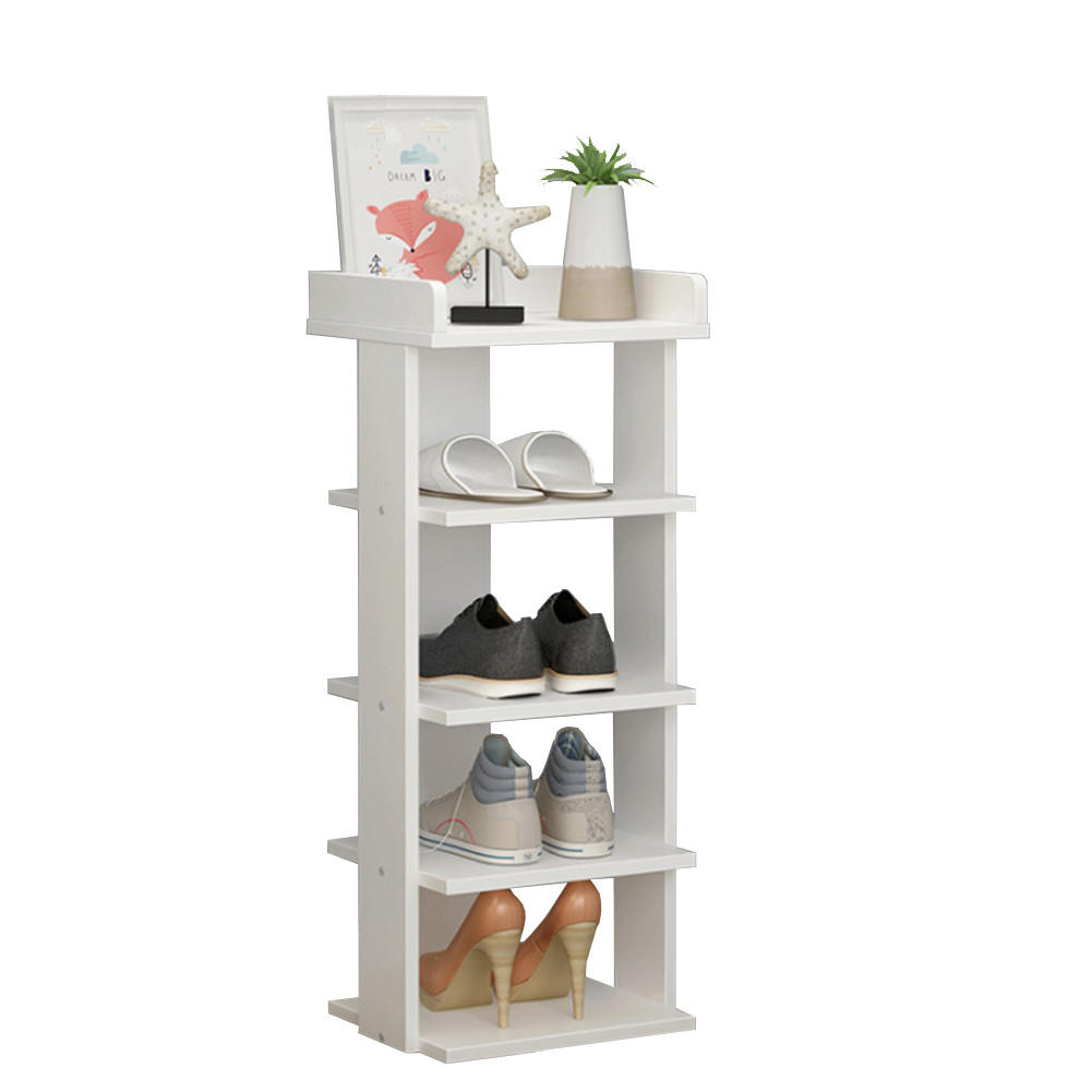 SCHUHREGAL 5-stöckig mehrschichtig einfach modern wirtschaftlich warmweiß 25x27x75cm - Weiß, Kunststoff (27/75/25cm) - Livingandhome