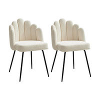 STUHL 2er-Set - Bouclé-Stoff & schwarzes Metall - Cremefarben - ALTINAM - Creme/Schwarz, Textil (55/85/57cm) - Pascal Morabito