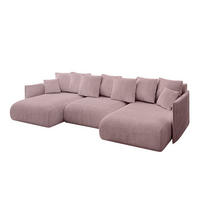 WOHNLANDSCHAFT mit Schlaffunktion und Bettkasten ONESK-U 317x177x72 Rosa Cord - Rosa, Holzwerkstoff/Kunststoff (317/72/177cm) - ALTDECOR