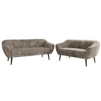 SEDACÍ SOUPRAVA 3+2 PIRS - Světle hnědá Manšestr - Černé nohy - černá/světle hnědá, kompozitní dřevo/textil (180/75/74cm) - MKS