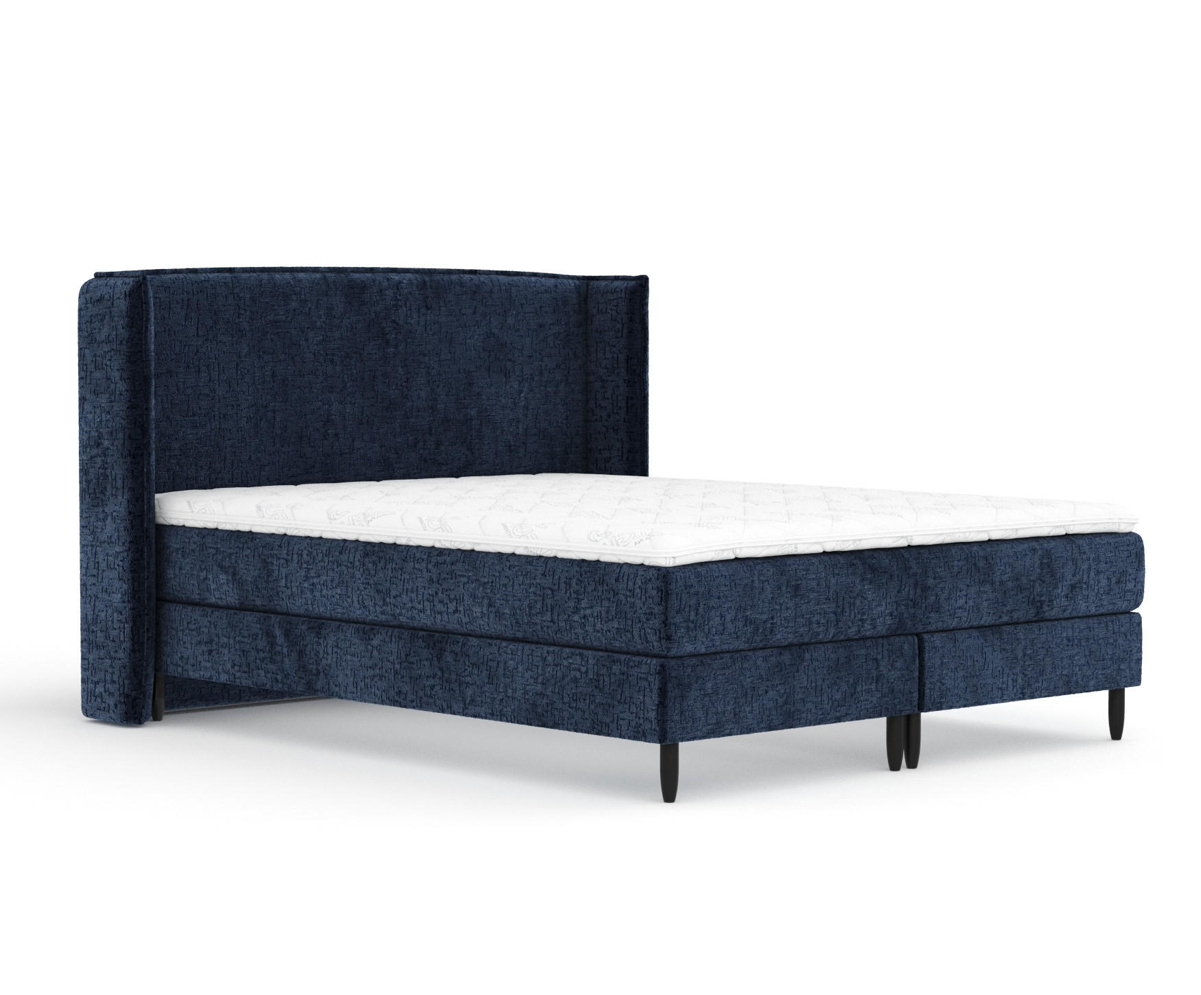 KONTINENTALBETT Ardis Marineblau 140/200 cm mit Matratze und Topper - Schwarz/Dunkelblau, Holz/Holzwerkstoff (140/200cm) - Maison de Reve