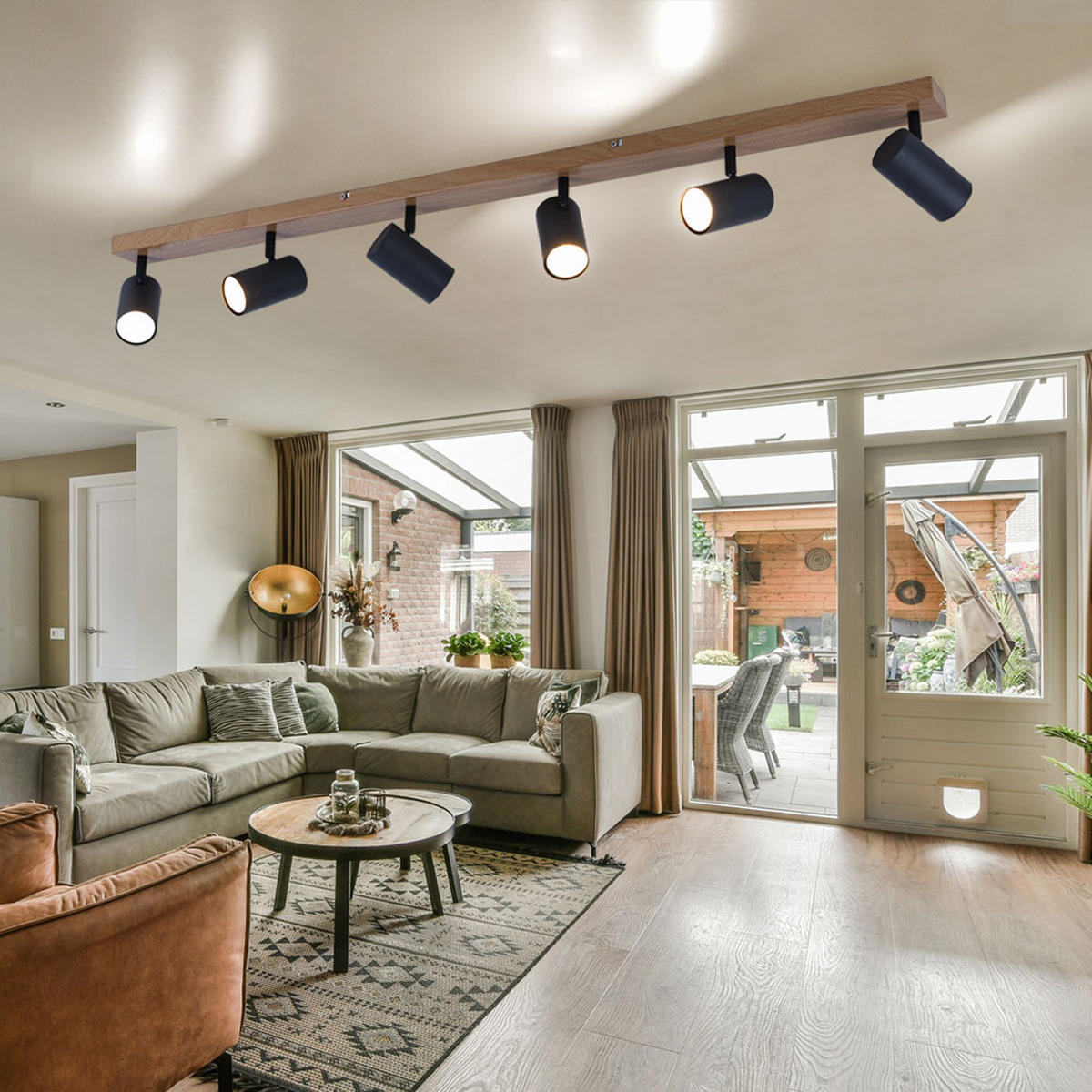 DECKENLEUCHTE Metall Schwarz 6-flammig - Schwarz, Metall (115/6/120cm)