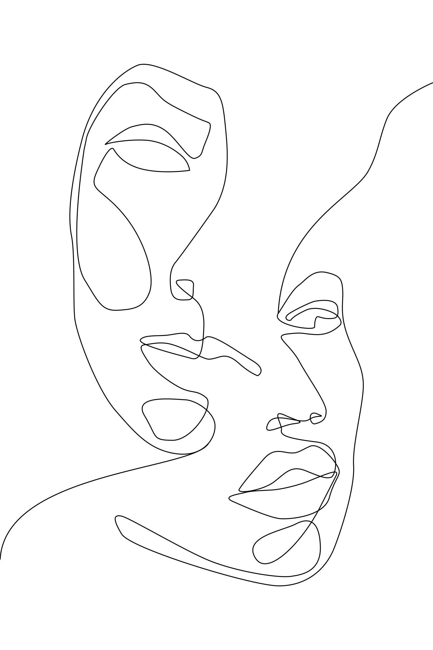FOTOTAPETE Line Art Gesichter 200 x 300 cm - Schwarz, Papier (200/300cm) - ESTAhome