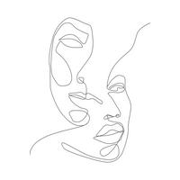 FOTOTAPETE Line Art Gesichter 200 x 300 cm - Schwarz, Papier (200/300cm) - ESTAhome