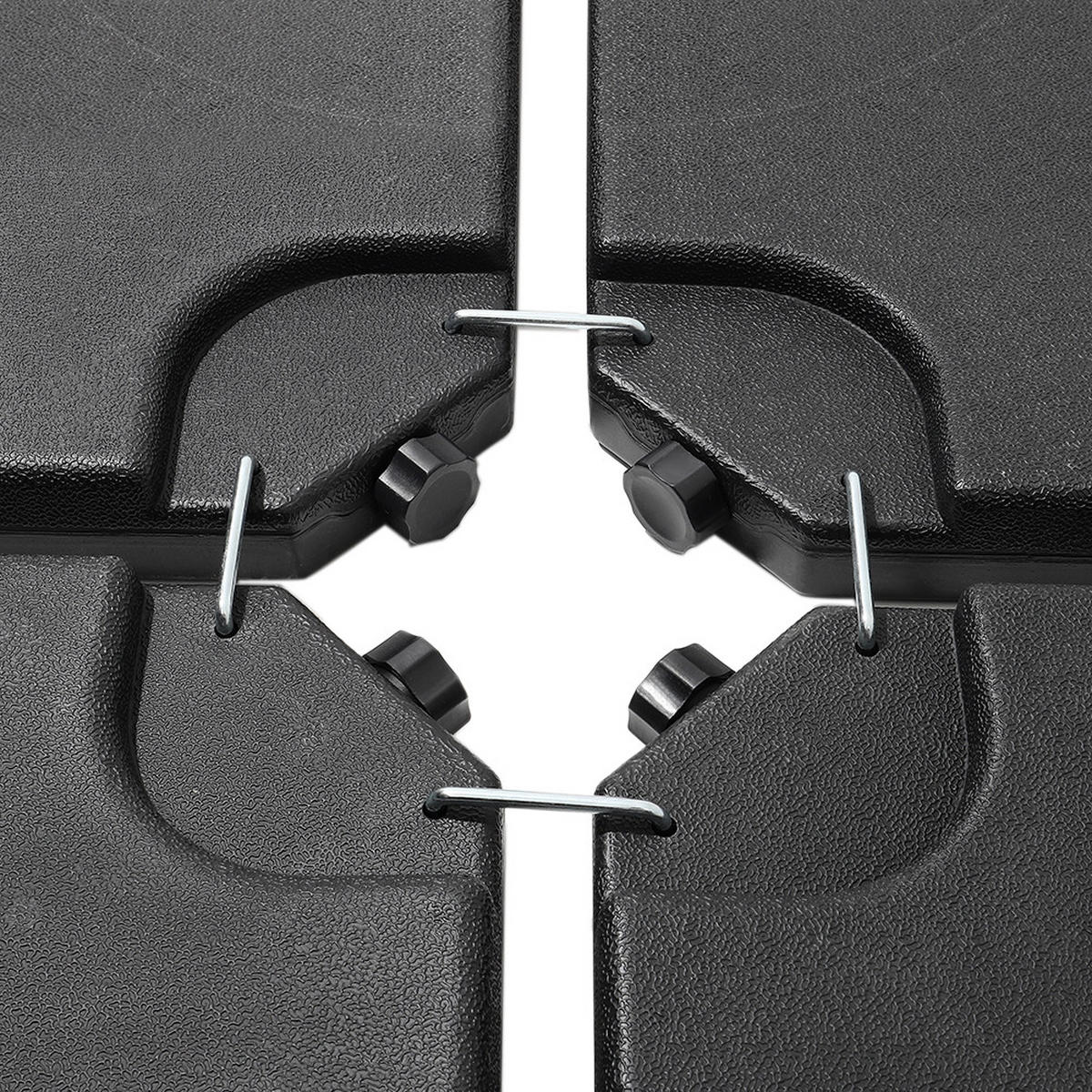 AMPELSCHIRM mit Sonnenschirmständer aus Polyester Metall in Schwarz mit quadratischer befüllbarer Kunststoff-Sockel drehbar 360° neigbar 60° 3 x 2.6m - Schwarz, Metall (300/240cm) - Livingandhome