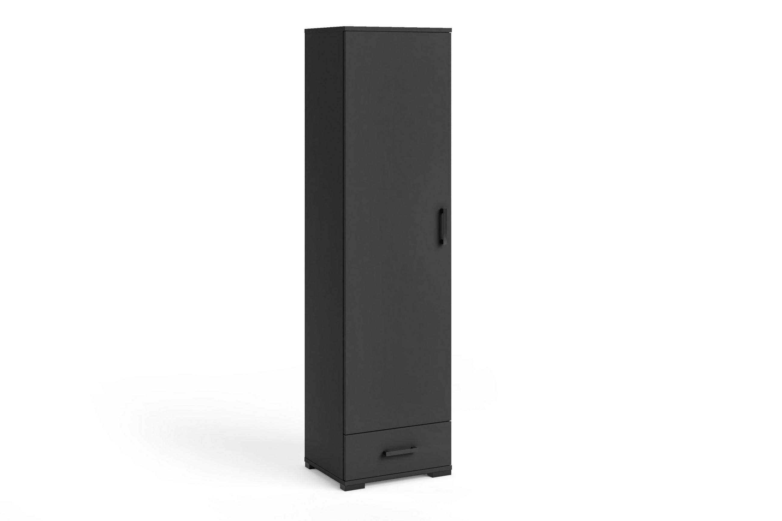 DREHTÜRENSCHRANK ALBANO 50/186/40cm 1-türig Schwarz - Schwarz, Holzwerkstoff (50/186/40cm) - MASSENO