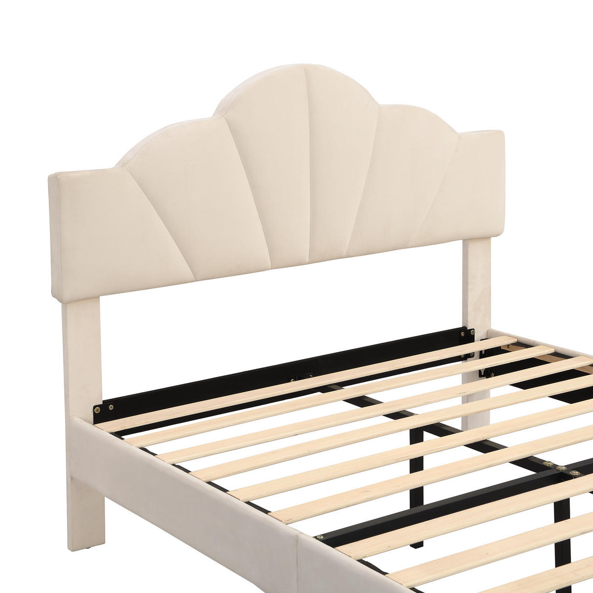 POLSTERBETT aus Samt 140x200 cm in Beige mit verstellbarem Kopfteil - Beige, Textil (140/200cm) - Modfu