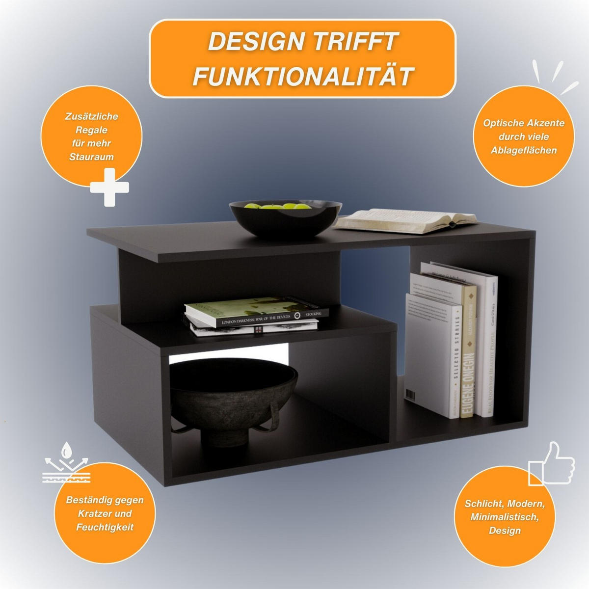 COUCHTISCH Maja90 90/44/50 - Schwarz, Holzwerkstoff (50/90/44cm) - RAUMHIRSCH FURNITURE