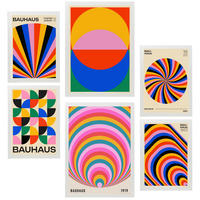 POSTER Set Mit 6 Geometrische Bauhaus Farben In Leuchtenden Farben A3 & A4 Weißer Rahmen - Weiß, Papier (29/3cm) - Nacnic