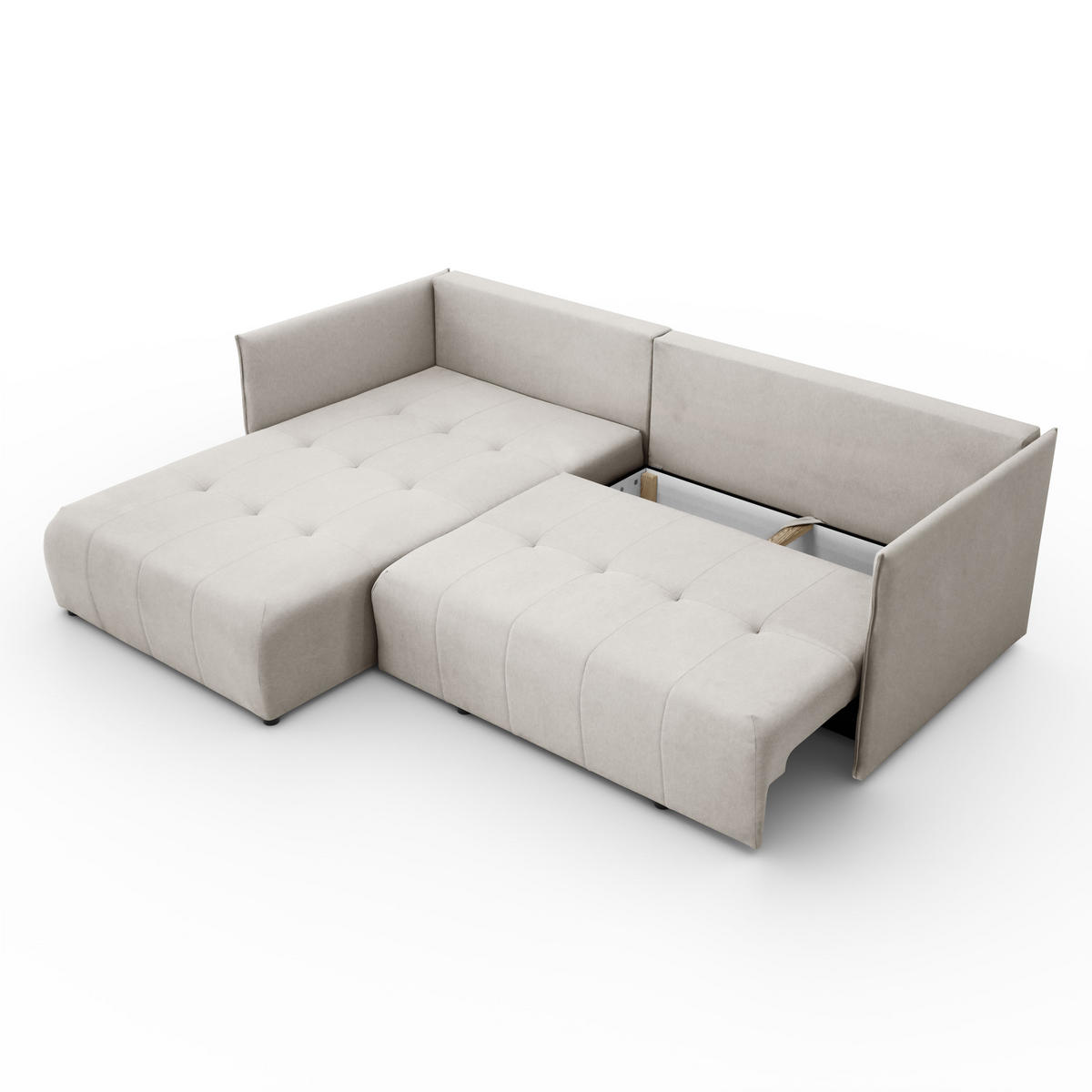 ECKSOFA L-Form Hannover stoff Castel Ecru Links - Ecru, Holz (188/246cm) - Kaiser Möbel